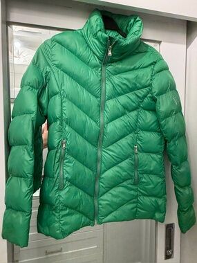 Ralph Lauren Green Chevron Quilted Puffer Jacket XS